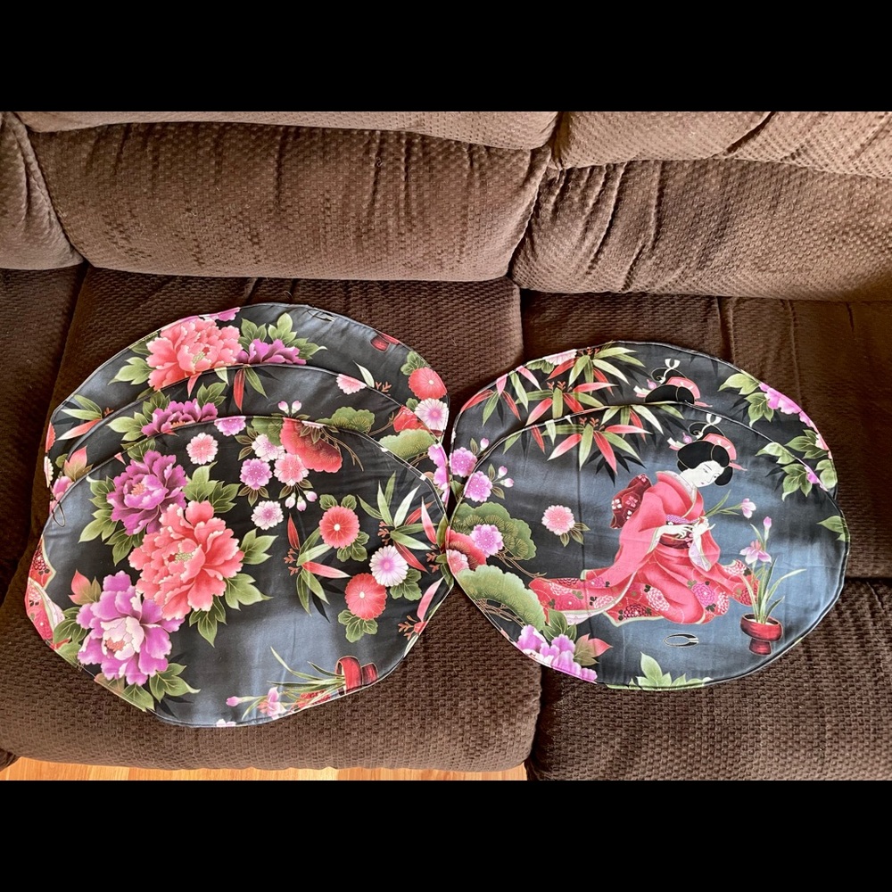 Handcrafted Asian Theme Matching Placemats / Tabletop Runners Handmade